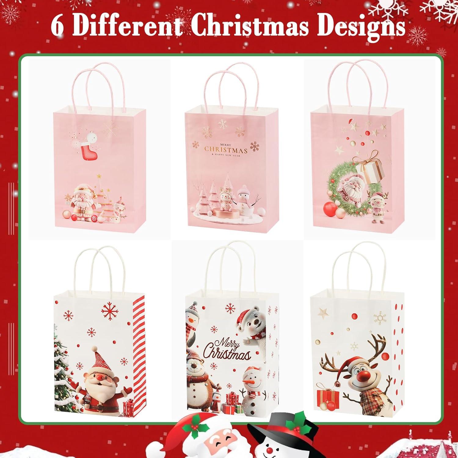 Weihnachts-Kraft Geschenktüten 24 Stück 3D Weihnachtspapier Süßigkeiten-Tüten
