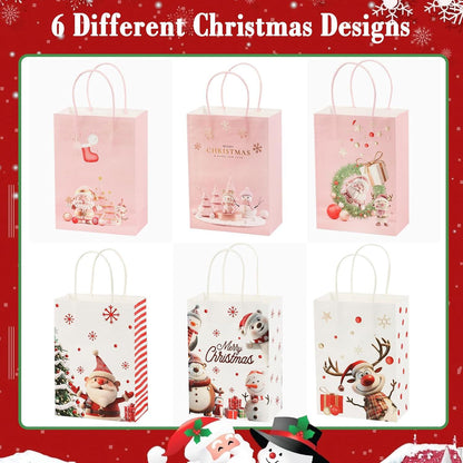 Weihnachts-Kraft Geschenktüten 24 Stück 3D Weihnachtspapier Süßigkeiten-Tüten