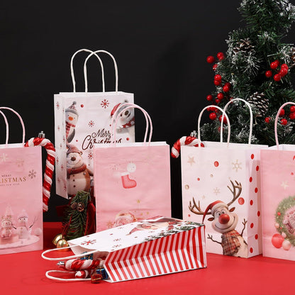 24 Weihnachts-Geschenktüten Kraftpapier 3D Design 15x7.5x21cm