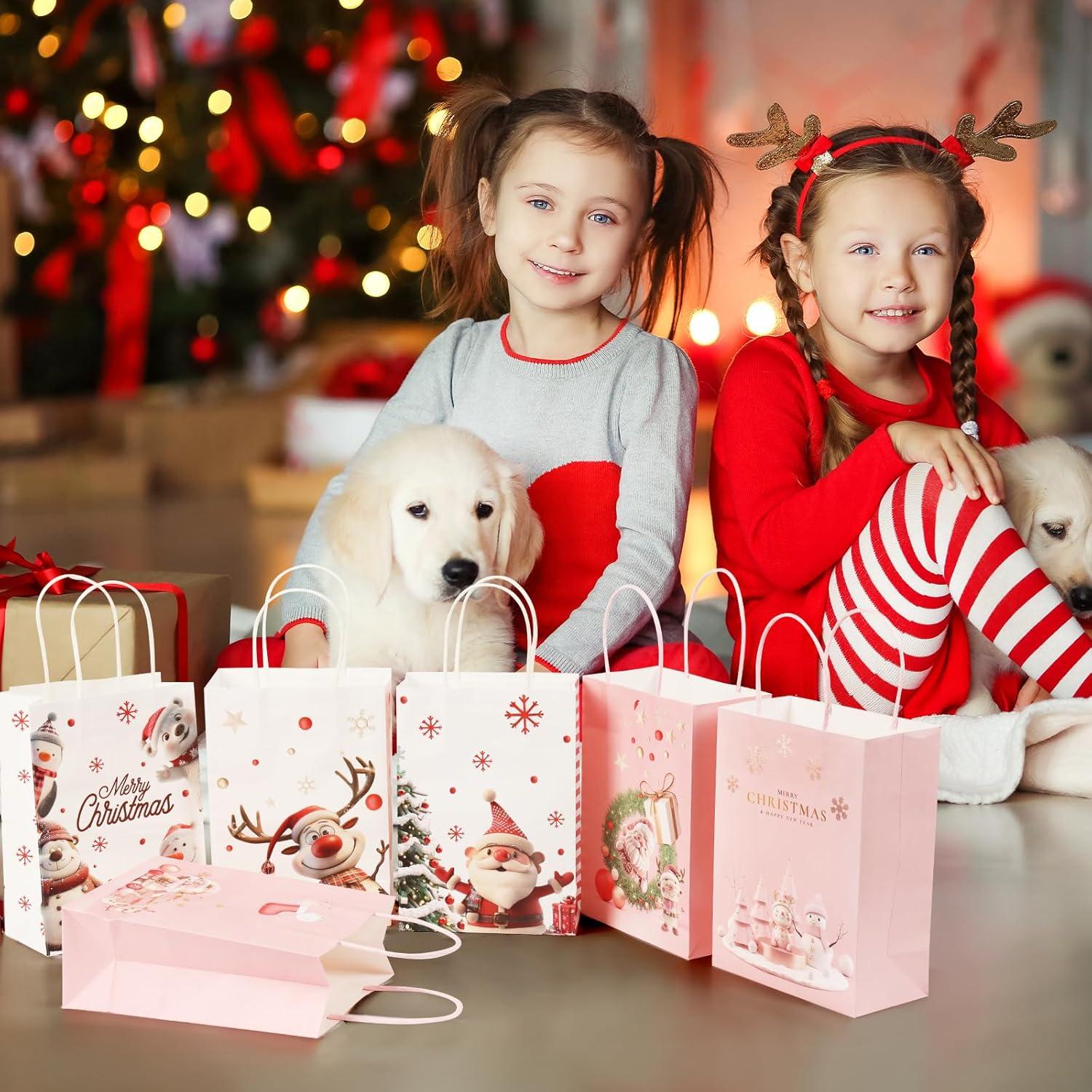 Weihnachts-Kraft Geschenktüten 24 Stück 3D Weihnachtspapier Süßigkeiten-Tüten