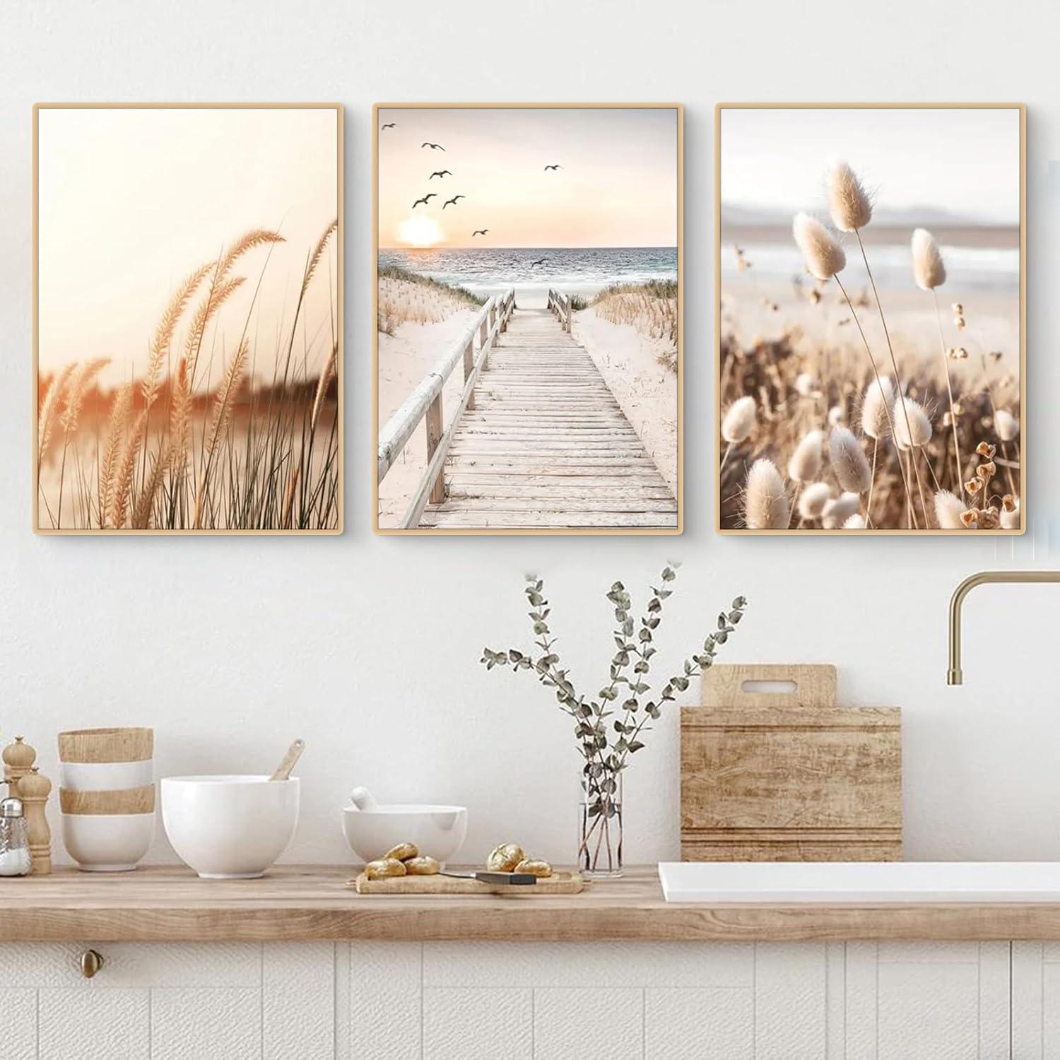 3-teiliges Nature and Coastal Seabird Scene Poster Set Boho Wall Art