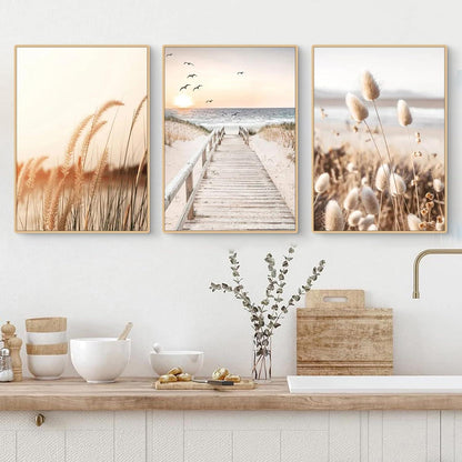 3-teiliges Nature and Coastal Seabird Scene Poster Set Boho Wall Art