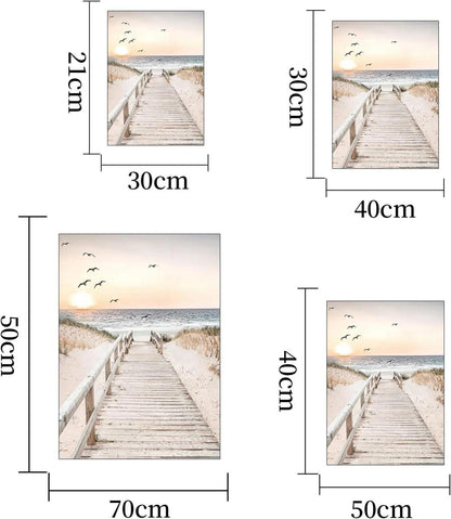 3er Set Natur Küsten Vögel Poster ohne Rahmen 30x40cm, Boho Pampasgras
