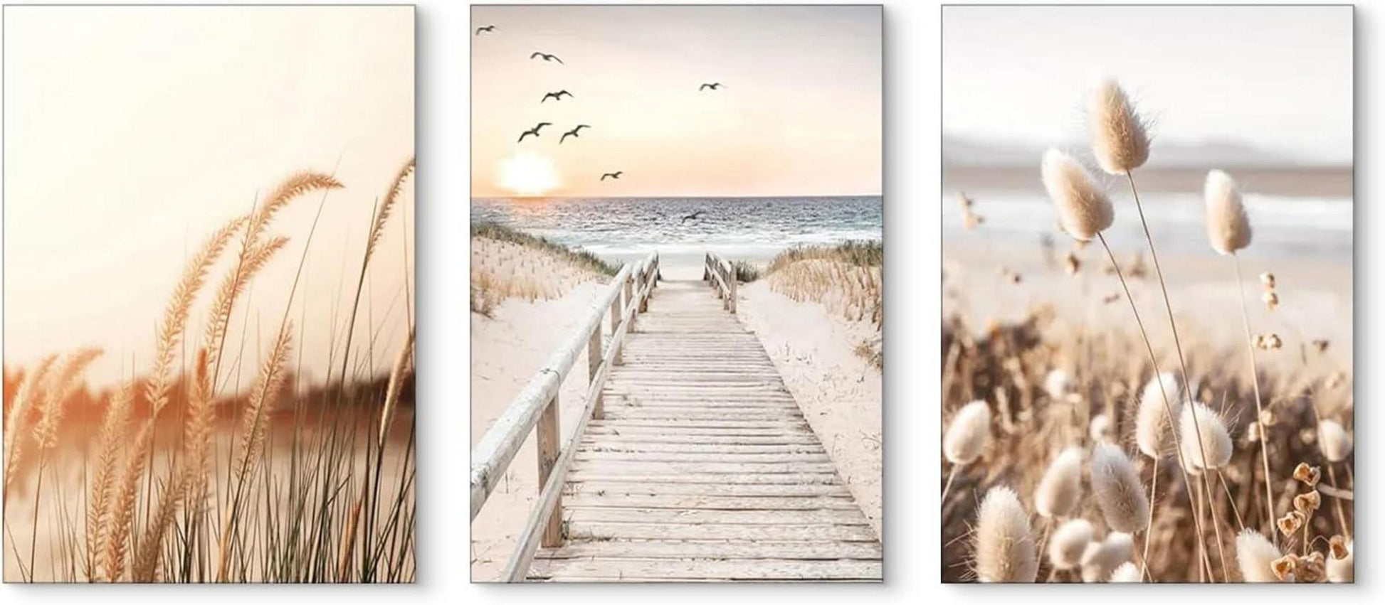 Küstenstrand Natur Seevogel 3-teiliges Poster Set Wohnzimmer Schlafzimmer Deko