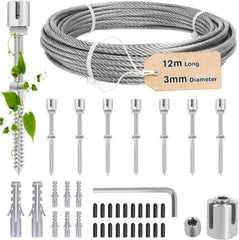 Rankhilfe Kletterpflanzen Edelstahl 12m Stahlseil 8 Halter Rosen