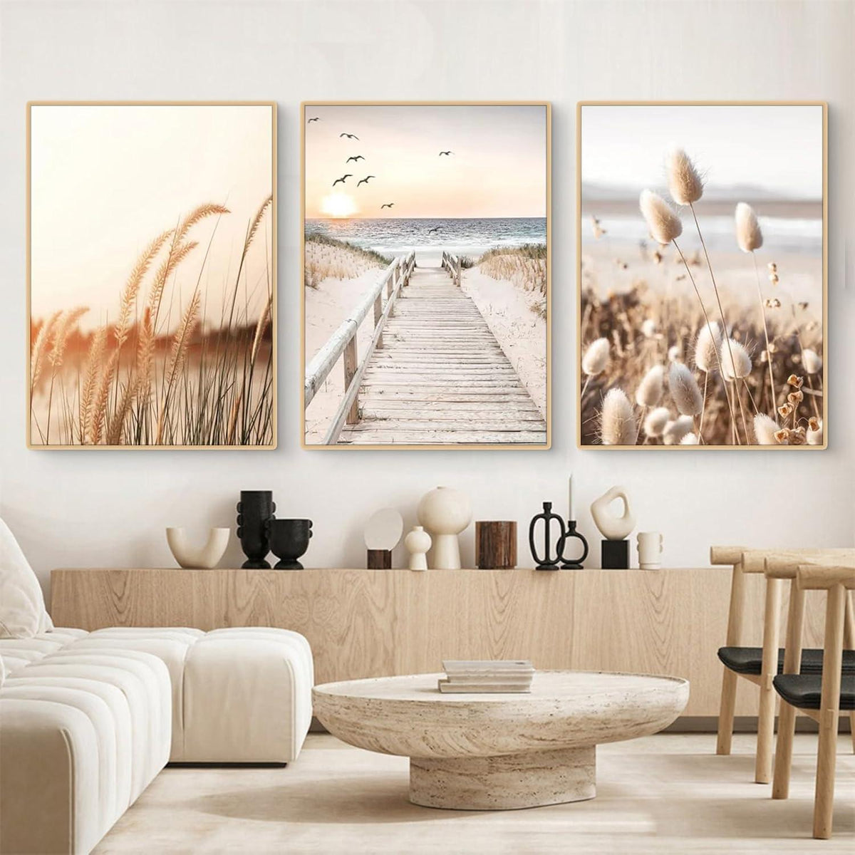 Poster Set 3er-Set Natur Strand Szenerie Wandbilder Boho Deko