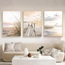 Poster Set 3er-Set Natur Strand Küsten Szenerie Wandbilder Boho Deko