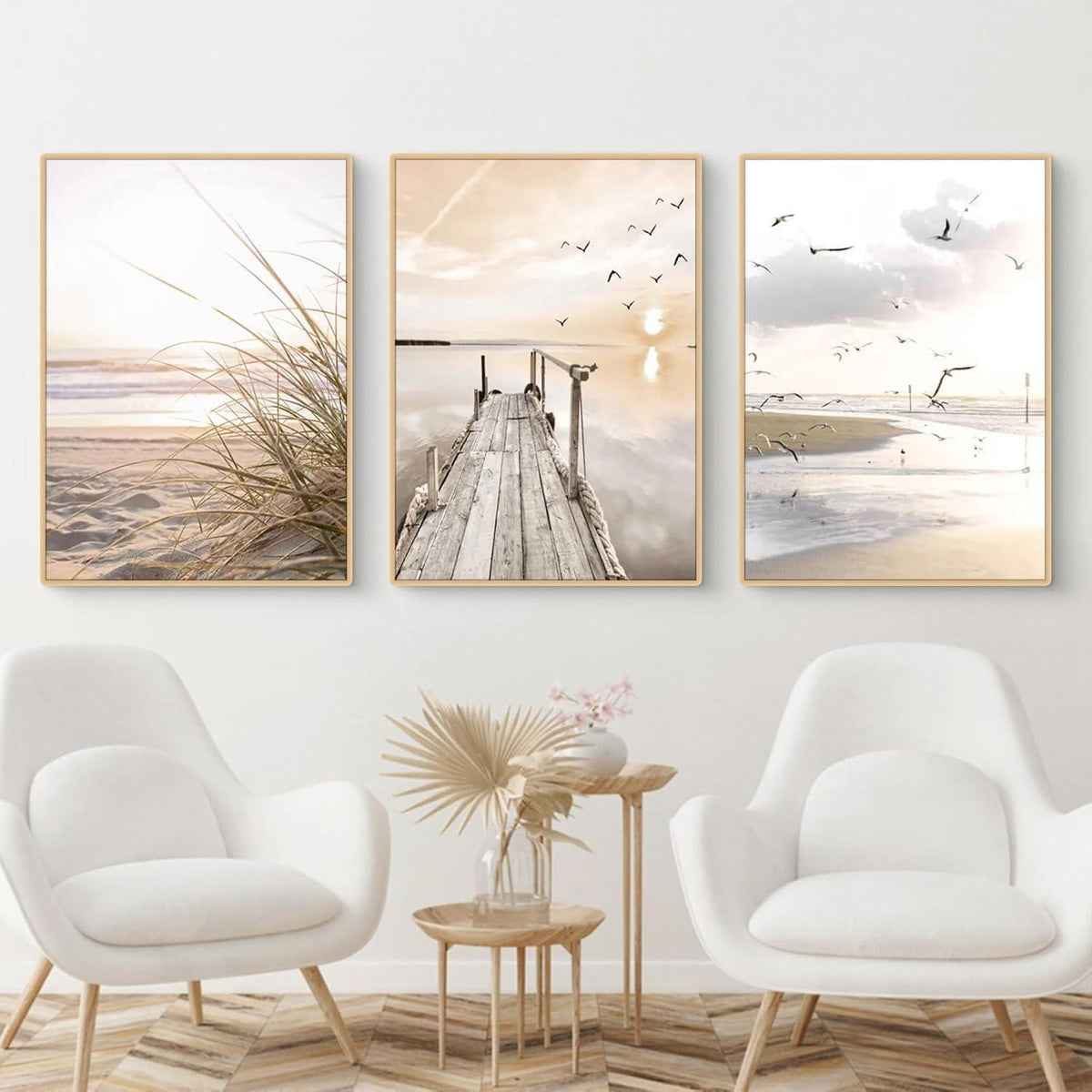 3er Poster Set Natur Strand Küsten Szenerie Wandbilder Boho Deko