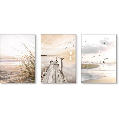 3er Poster Set Natur Strand Küsten Szenerie Wandbilder Boho Deko