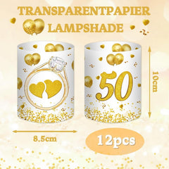 12 Goldene Hochzeit Windlichter Deko Teelicht Kerzen