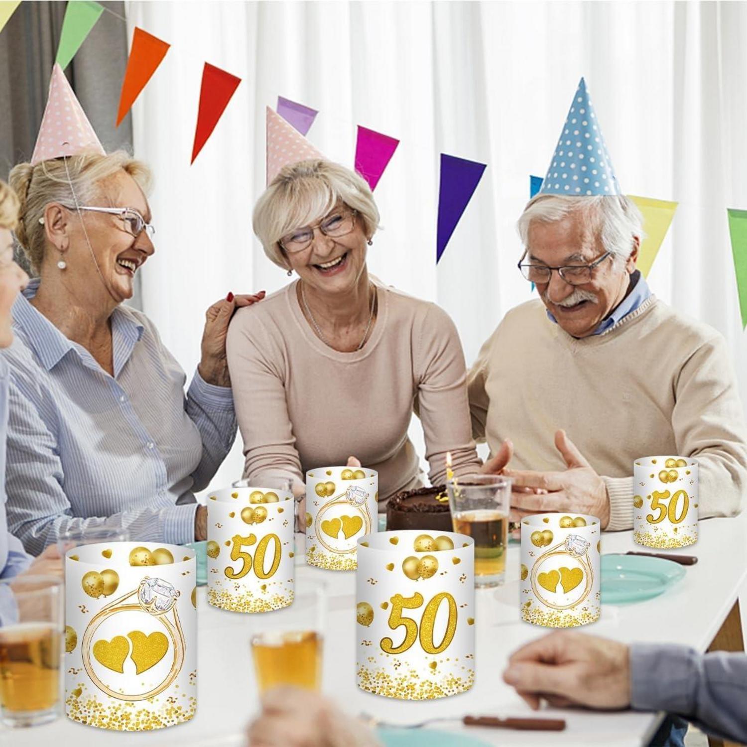 12 Goldene Hochzeit Windlichter Tischdeko Teelichthalter 50 Jahre-Geschenk