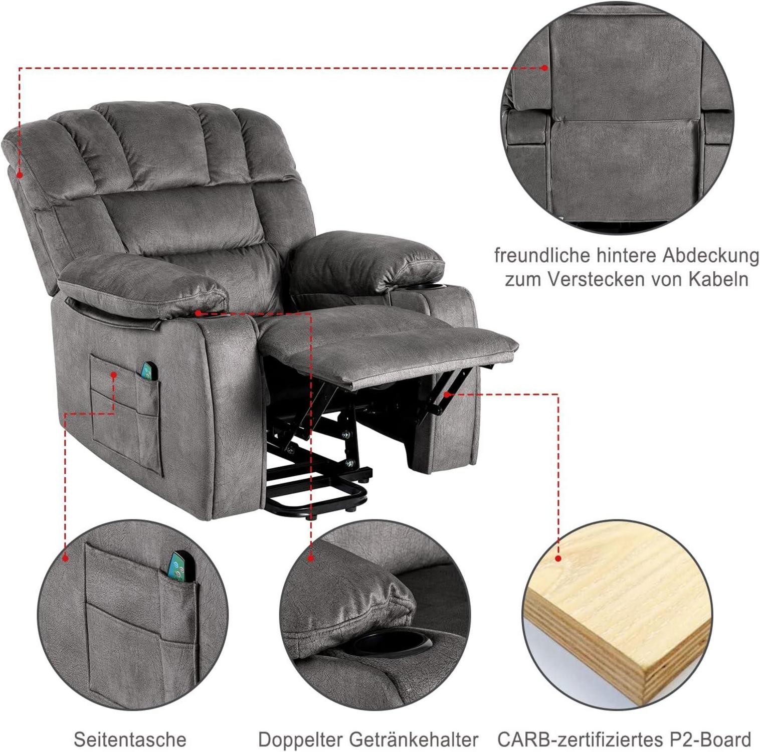 Asukale Elektrischer Relaxsessel mit Aufstehhilfe und Massagefunktion