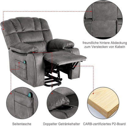 Asukale Elektrischer Relaxsessel mit Aufstehhilfe und Massagefunktion