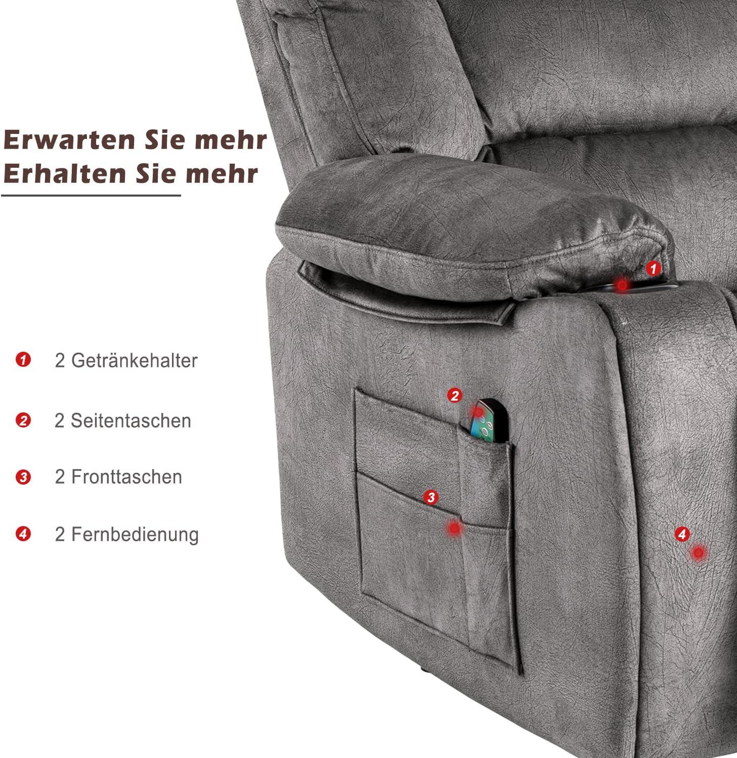 Elektrischer Relaxsessel mit Aufstehhilfe, Massage und Wärmefunktion