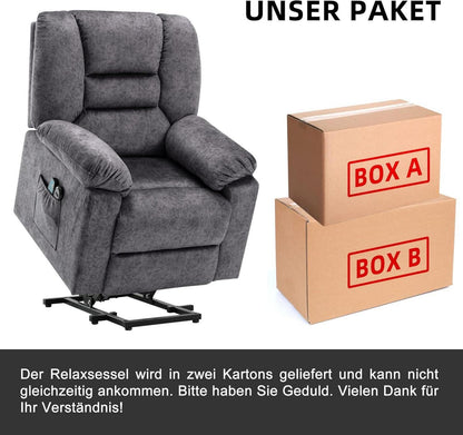 Elektrischer Fernsehsessel mit Aufstehhilfe, Massage, Wärmefunktion in Grau