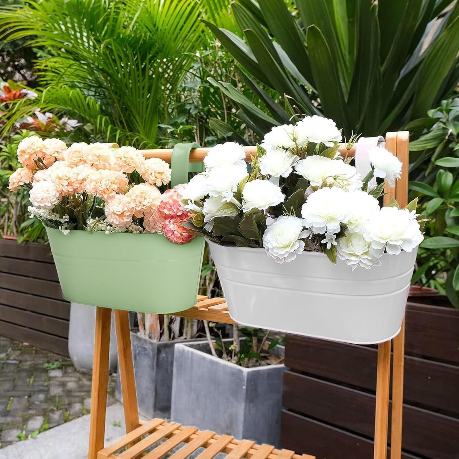 4er Set Große Blumentöpfe zum Aufhängen Metall Hängetöpfe 27cm, Balkon