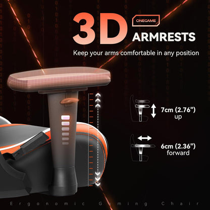 OneGame Gaming Stuhl orange höhenverstellbar 3D Armlehnen 150KG