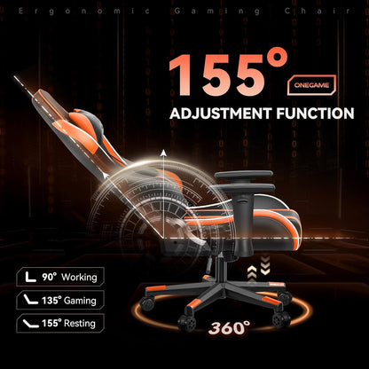 Ergonomischer Gaming Stuhl mit 3D Armlehnen, höhenverstellbar, Orange