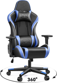 Ergonomischer Gamer Chair mit 3D Armrests, höhenverstellbar, Blau