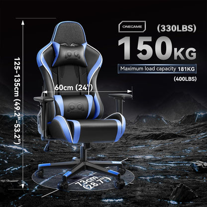 Ergonomischer Gamer Chair mit 3D Armrests, höhenverstellbar, Blau