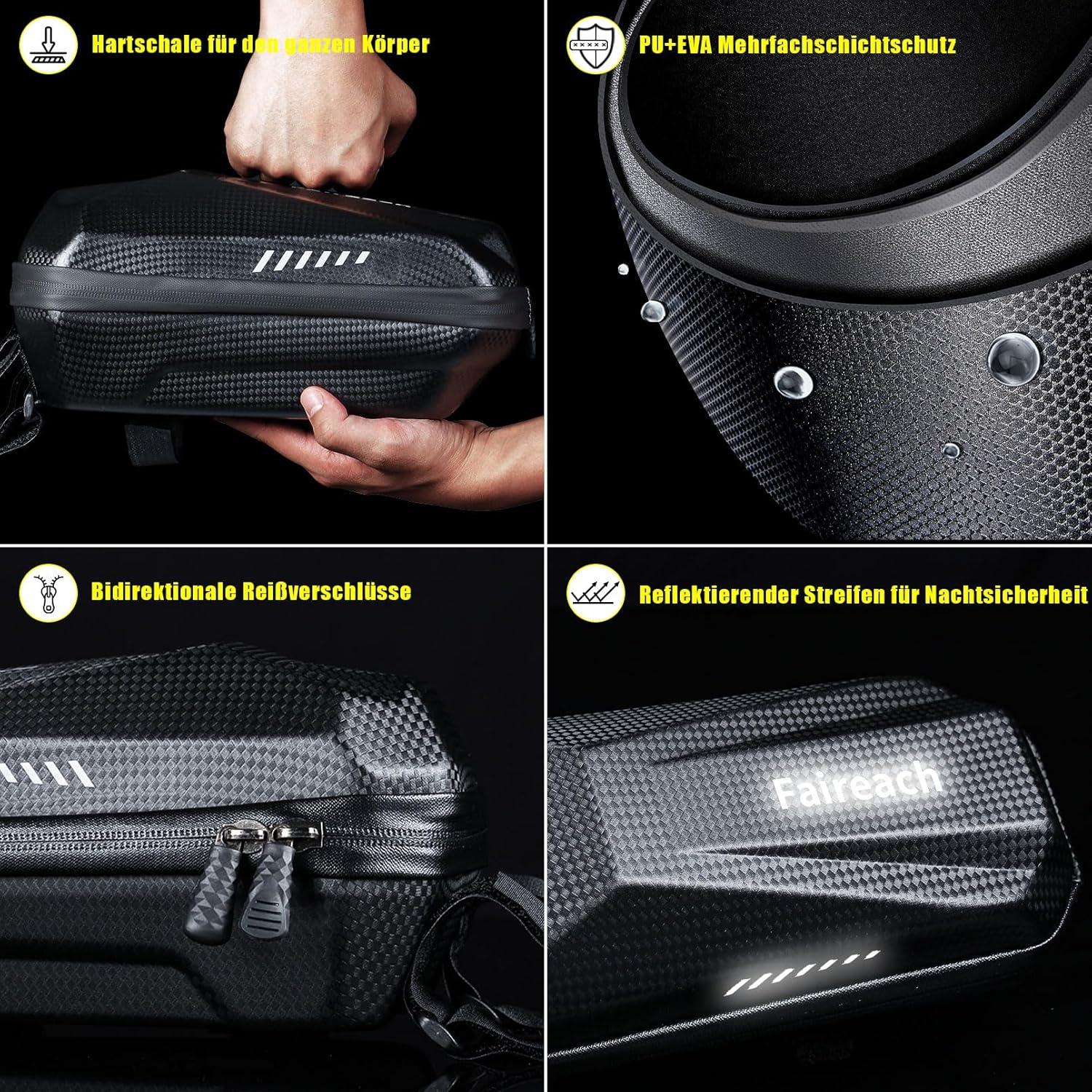E Scooter Tasche für Roller, Große Kapazität, wasserdicht, Front Tube Bag, Eva Hard Shell, Lenkertasche, Xiaomi Ninebot