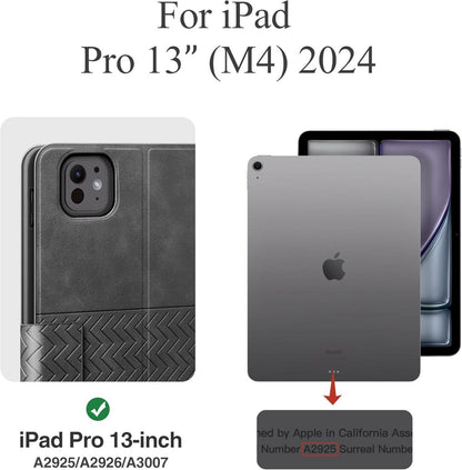iPad Pro 13 Zoll M4 (2024) Hülle PU Leder Stifthalter Grau