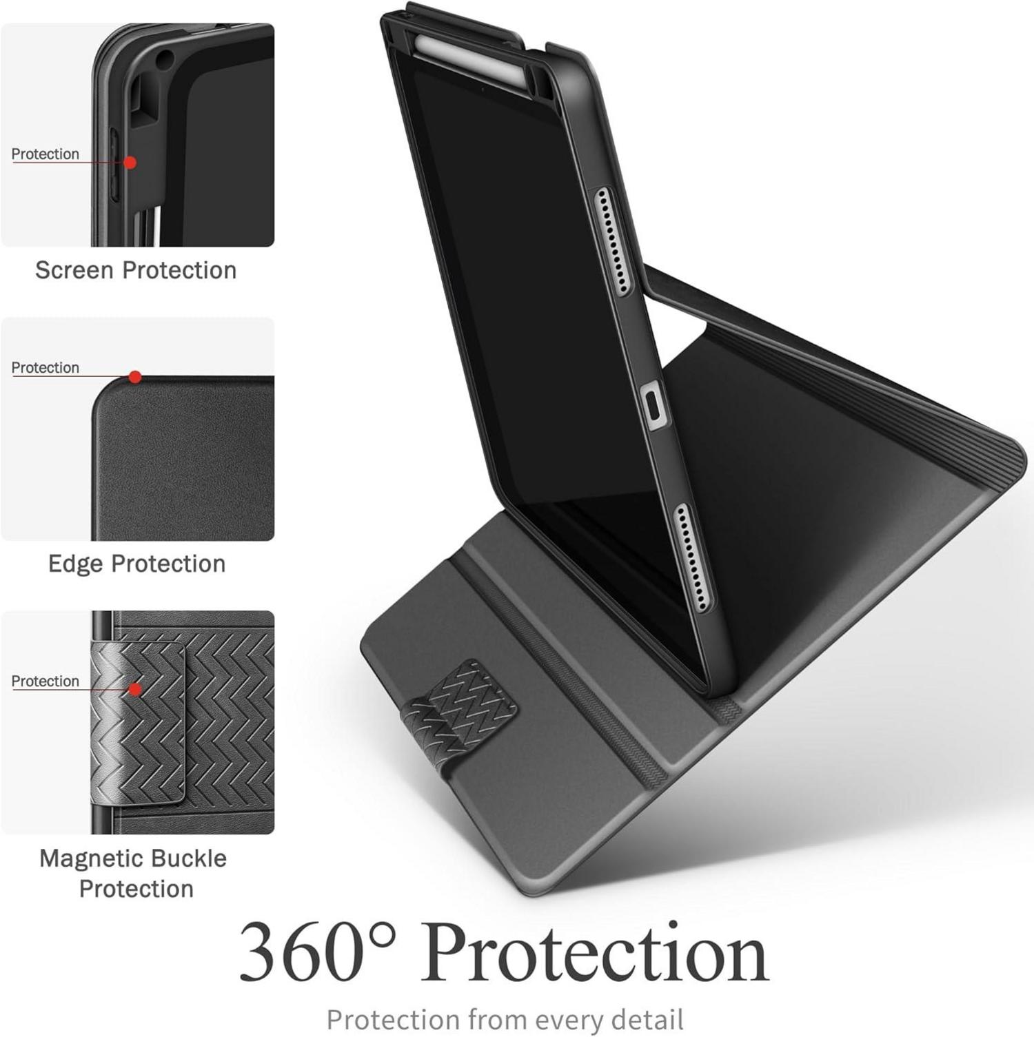 Hülle iPad Air 13 M2 PU Leder Stifthalter Grau 2024 Auto Schlafen/Wachen