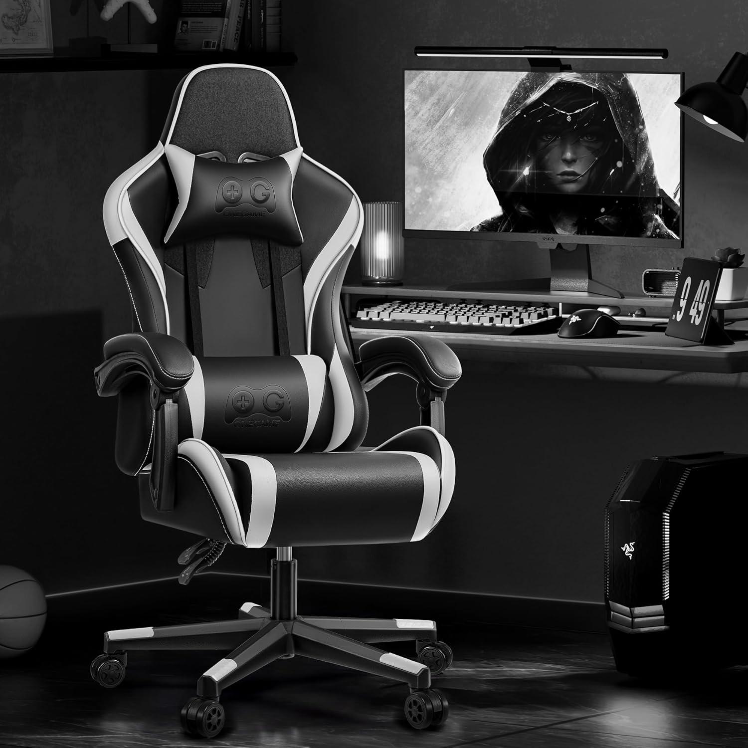 Ergonomischer Gaming Stuhl Bürostuhl Drehstuhl höhenverstellbar Weiß 150KG