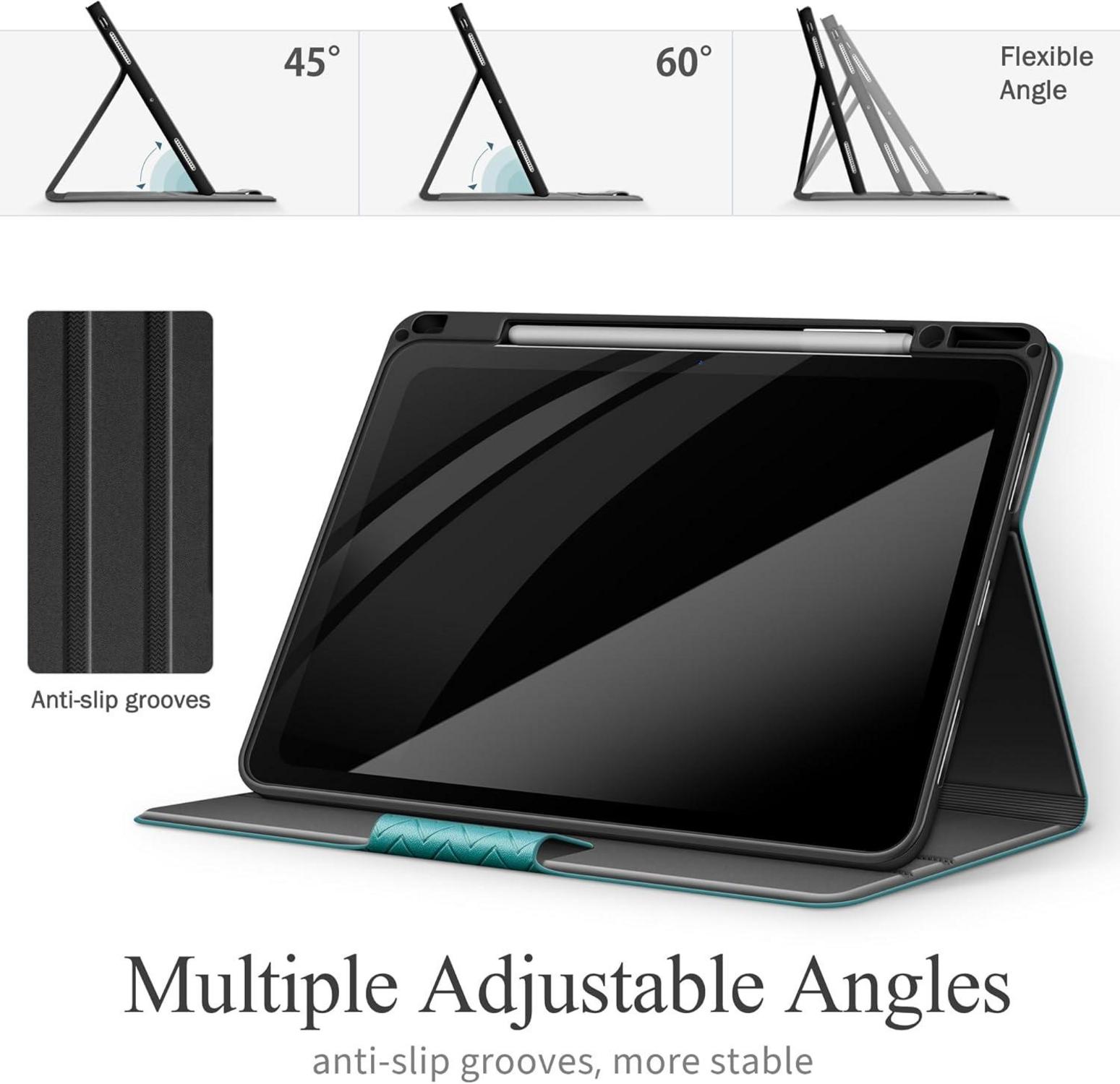 AUAUA iPad Pro 13 Zoll M4 2024 Hülle Stifthalter PU Leder, Auto Schlaf/Wachen