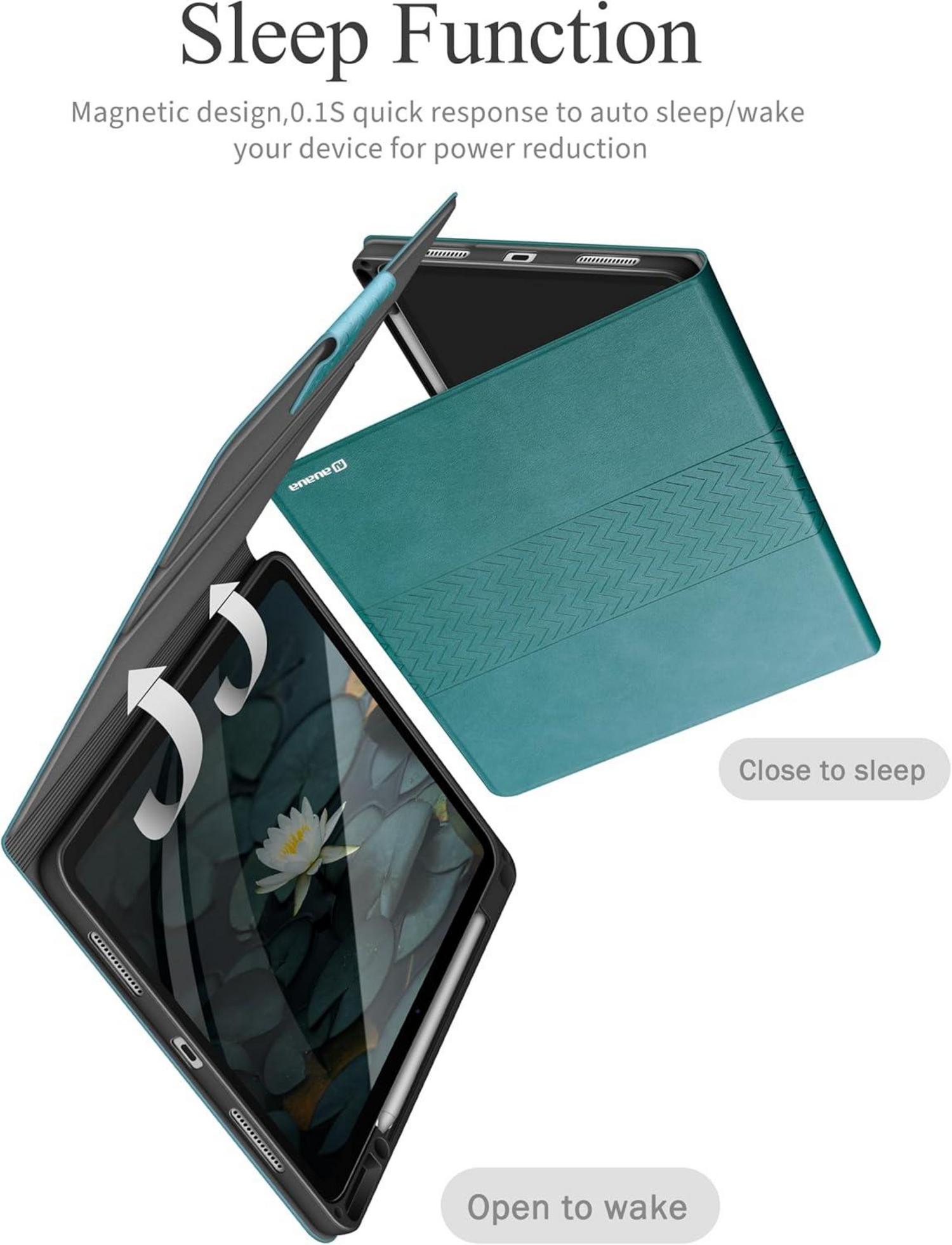 iPad Pro 13 Zoll M4 Hülle PU Leder mit Stifthalter Grün