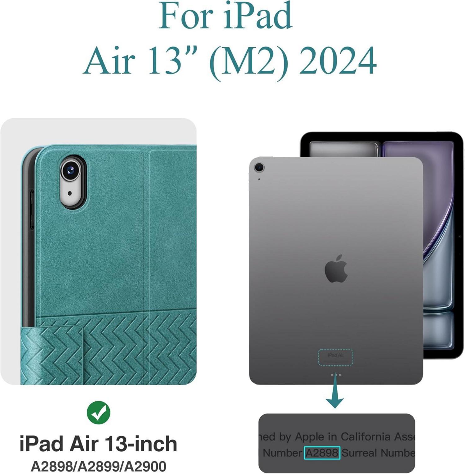 iPad Pro 13 Zoll M4 2024 Hülle Grün PU Leder Stifthalter