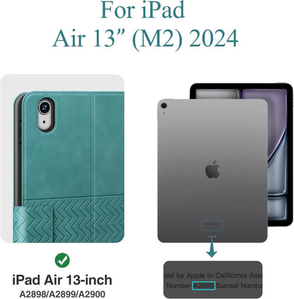 iPad Pro 13 Zoll M4 2024 Hülle Grün PU Leder Stifthalter