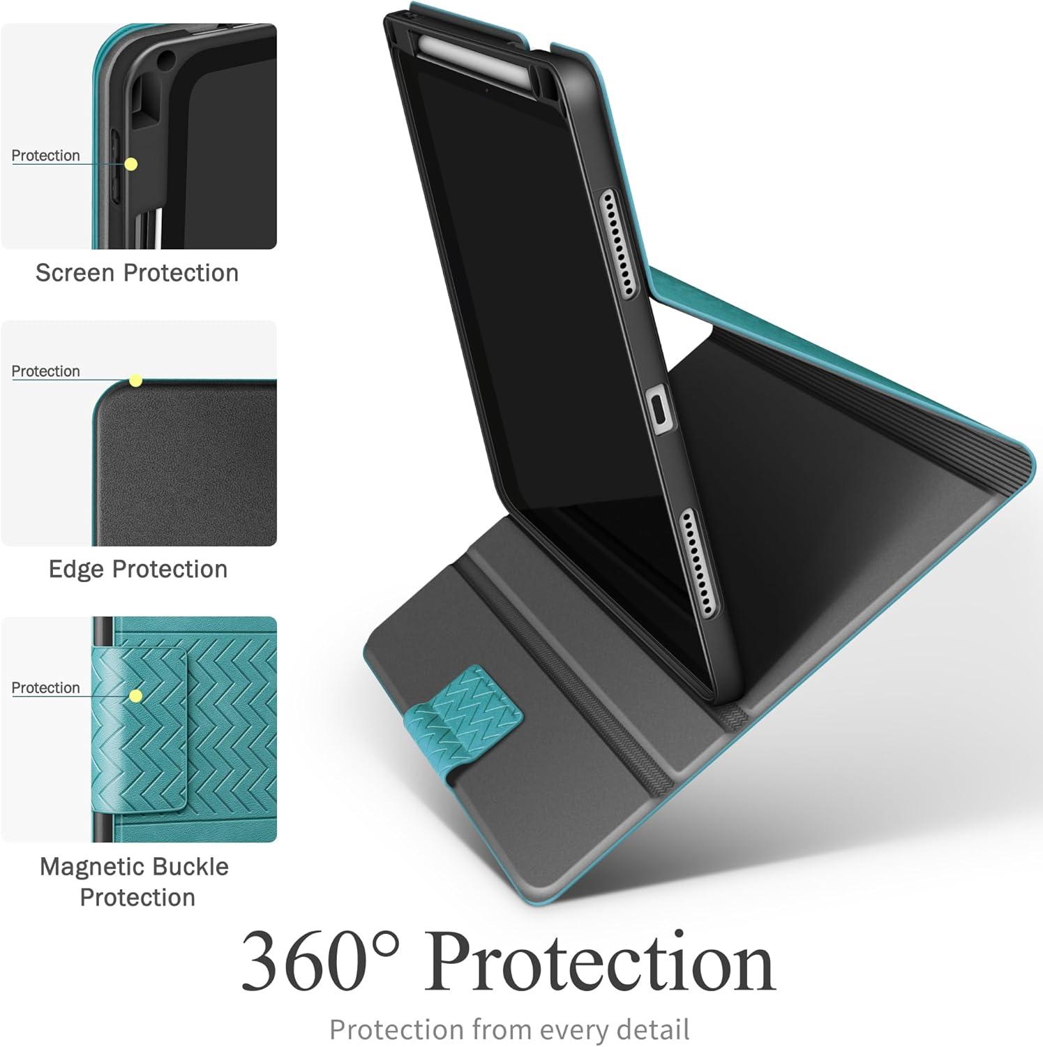 AUAUA iPad Pro 13 Zoll M4 2024 Hülle Grün PU Leder mit Stifthalter Auto Schlaf/Aufwach-Funktion