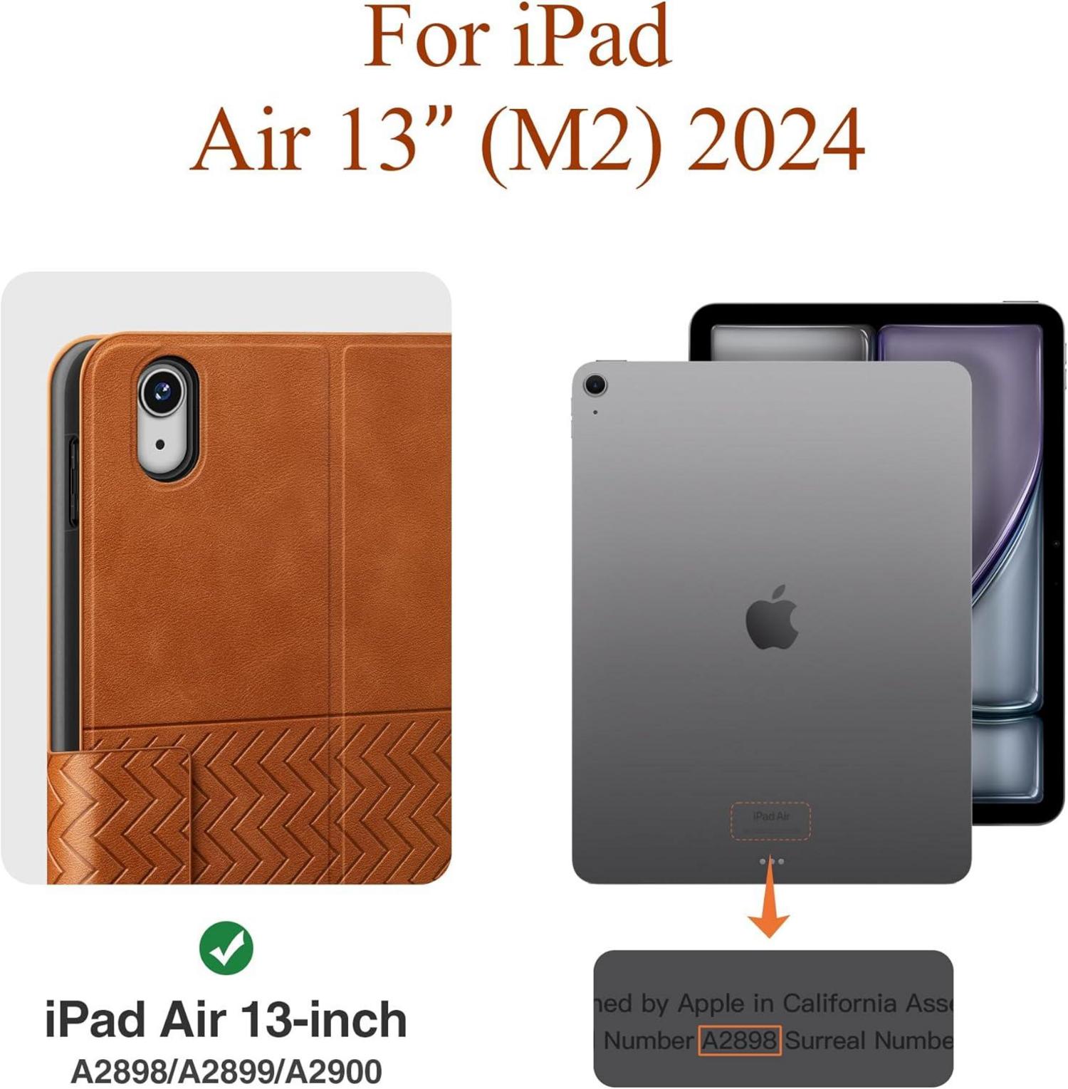 AUAUA PU Leder Hülle iPad Air 13 Zoll M2 2024 Stifthalter
