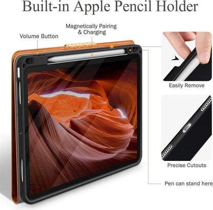 Schutzhülle für iPad Air 13 Zoll M2 2024 Braun Stifthalter Auto Schlafen/Wachen
