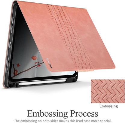 AUAUA iPad Air 13 Zoll M2 2024 Hülle Rosa PU Leder Schutzhülle Stifthalter Auto Schlafen/Wachen