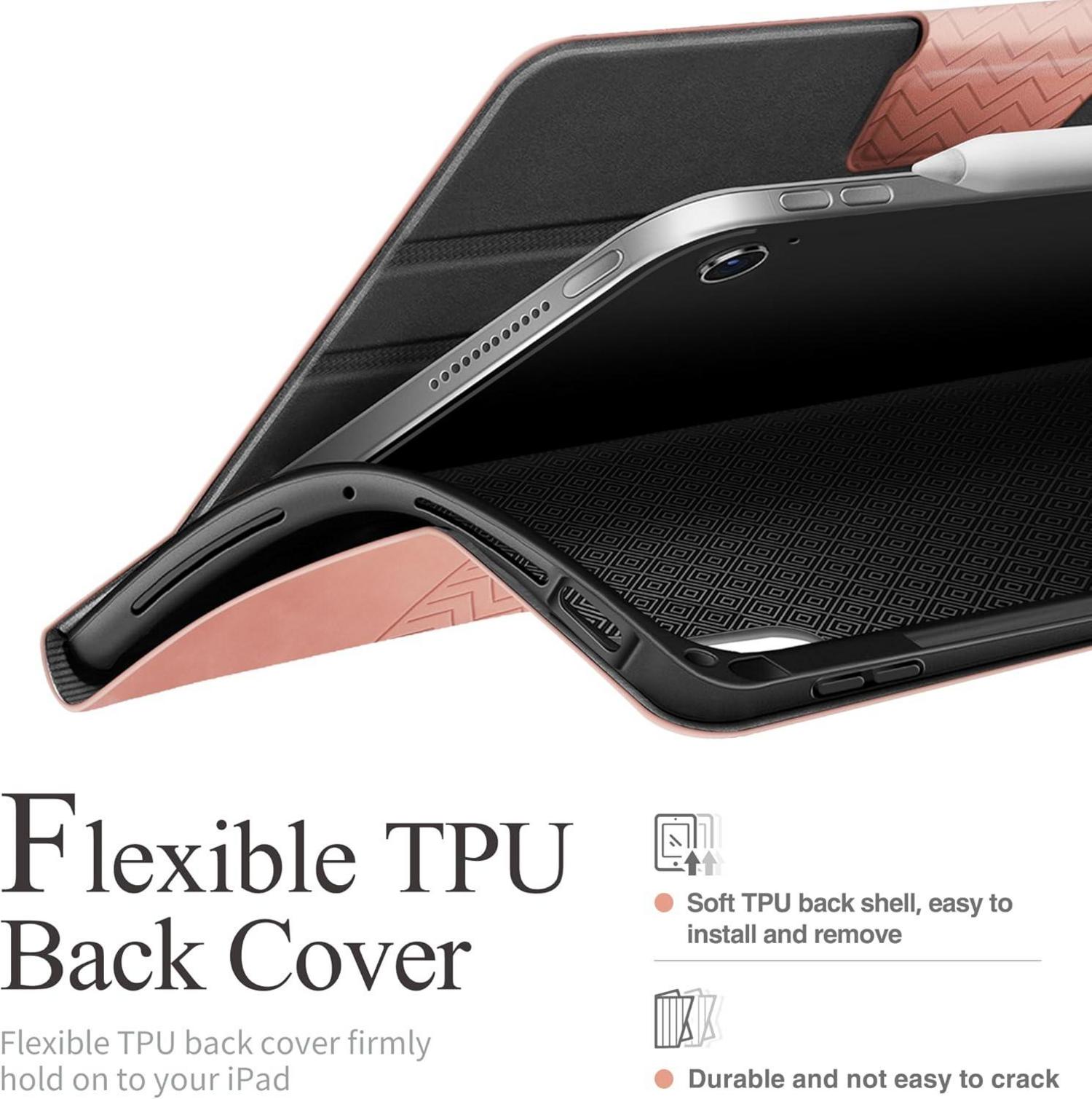 AUAUA iPad Pro 13 Hülle 2024 PU Leder Stifthalter Auto Schlafen Rosa