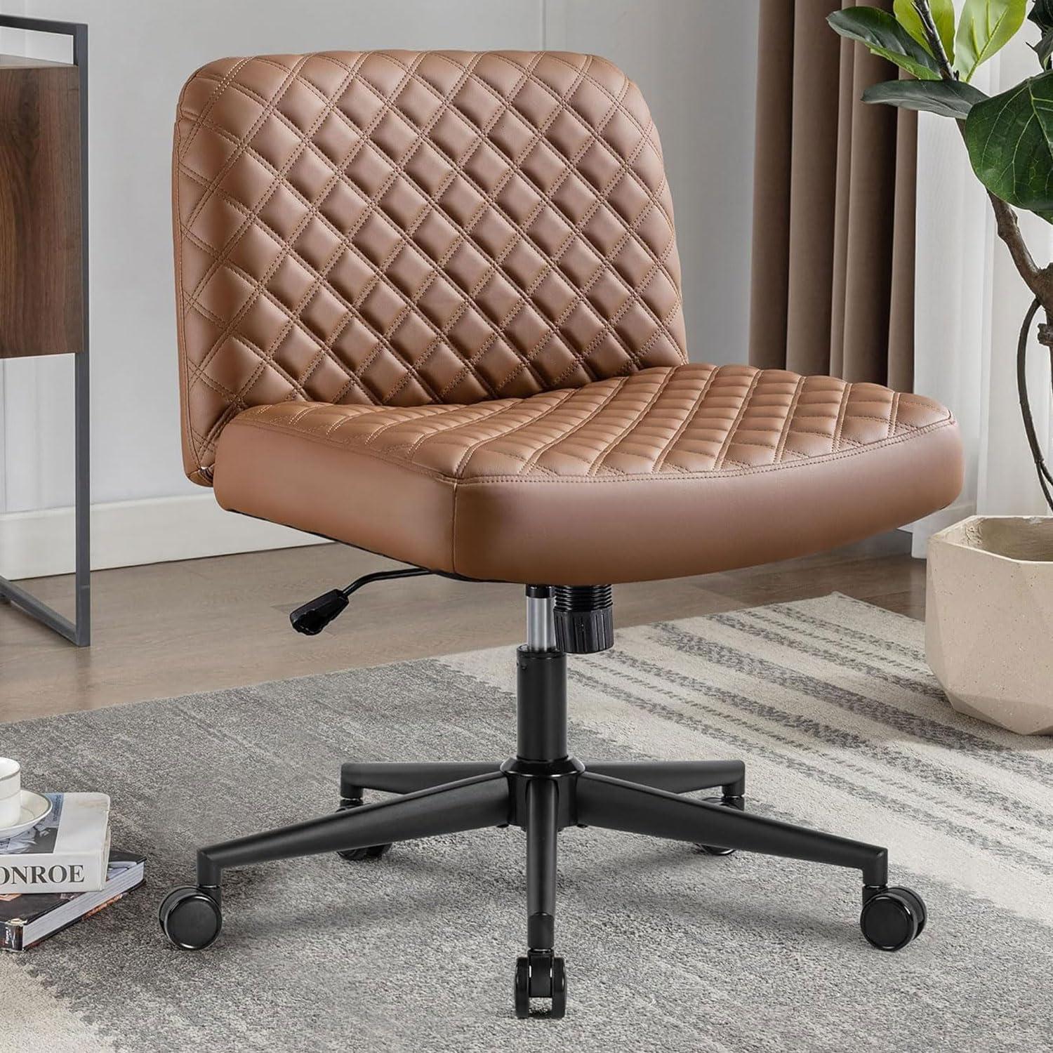 Ergonomischer Bürostuhl ohne Armlehnen mit Rädern & Metallbasis