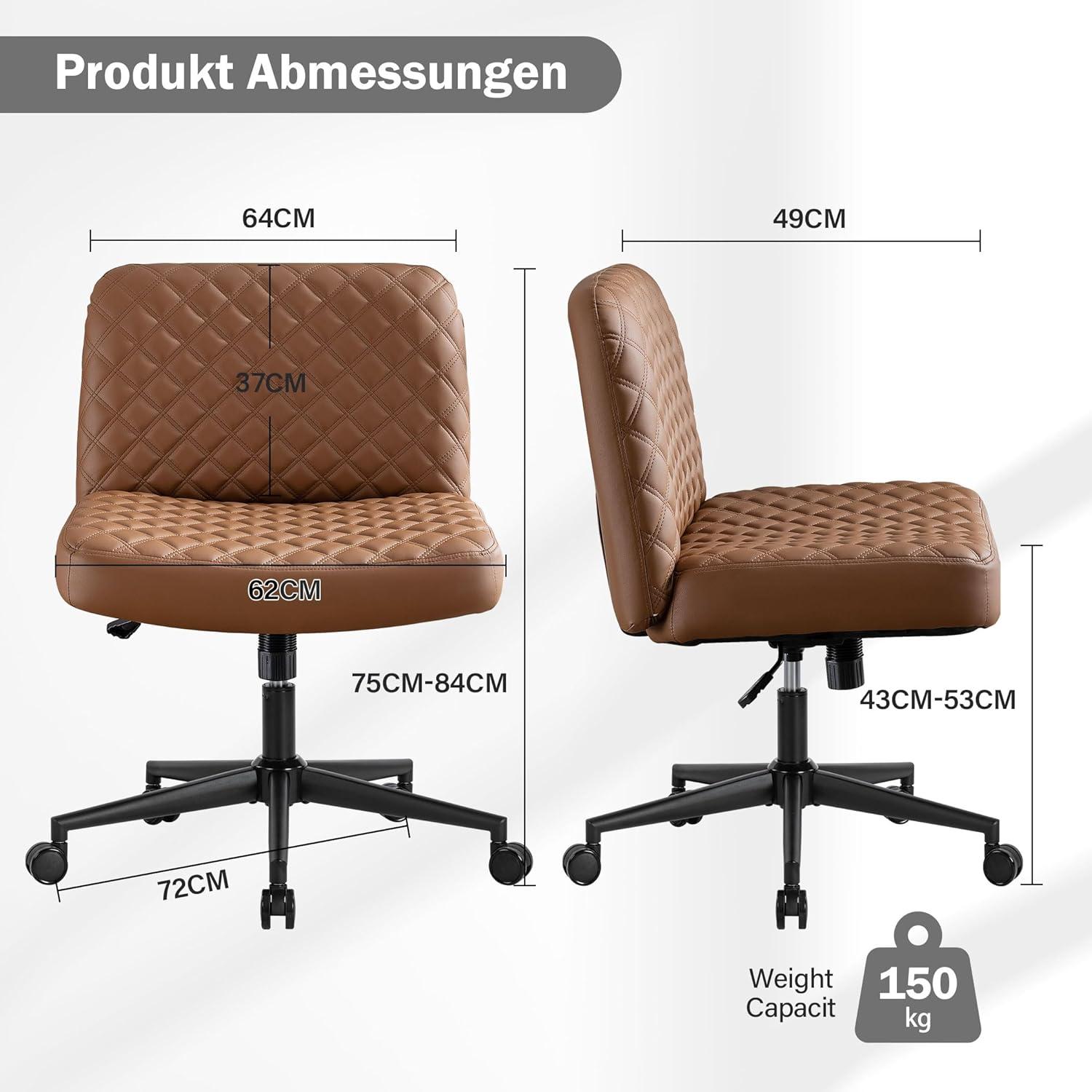 Ergonomischer Bürostuhl ohne Armlehnen, Heavy Duty, breiter