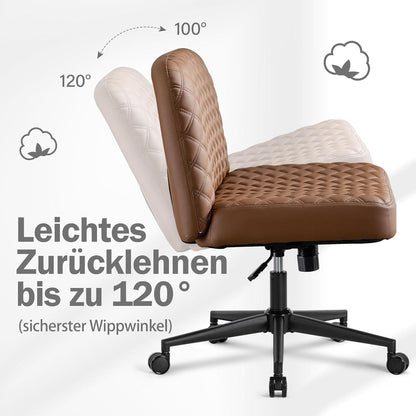 Bürostuhl Ohne Armlehnen mit Rädern und breitem ergonomischem Sitz