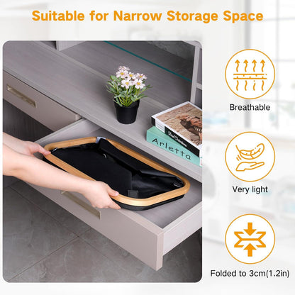 Faltbarer Wäschekorb Bambus Stoff 50L Aufbewahrung Schwarz