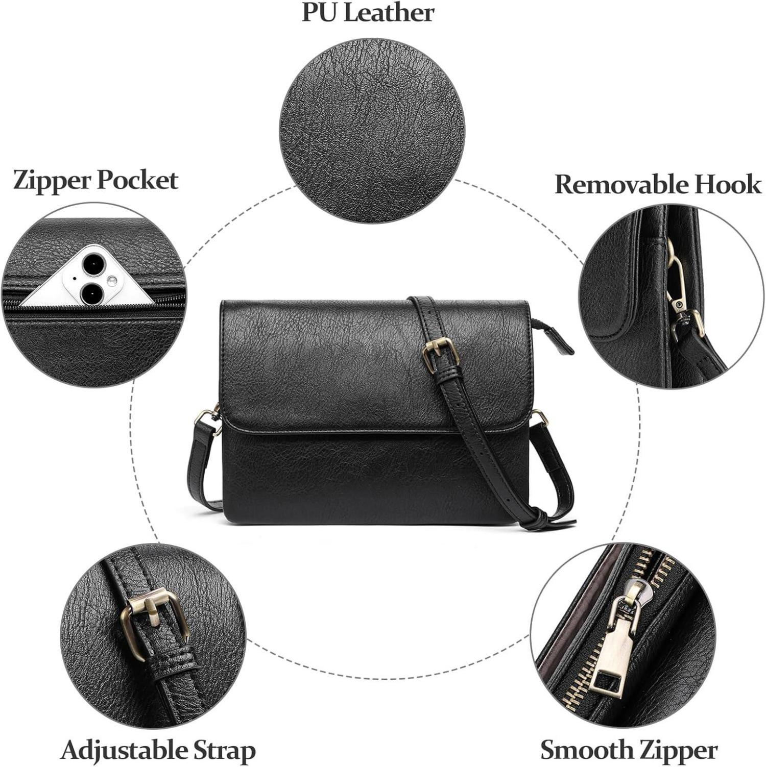 Schwarze Crossbody Umhängetasche mit Kartenfächern