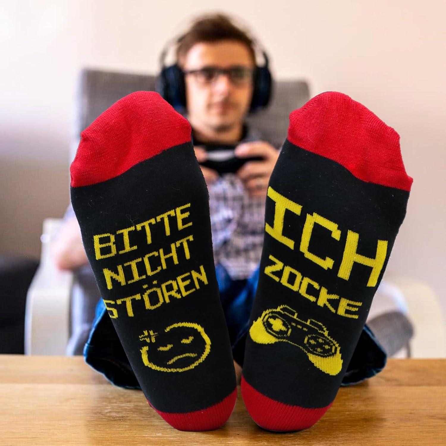 Lustige Gaming Socken mit Spruch für Gamer - Ideal als