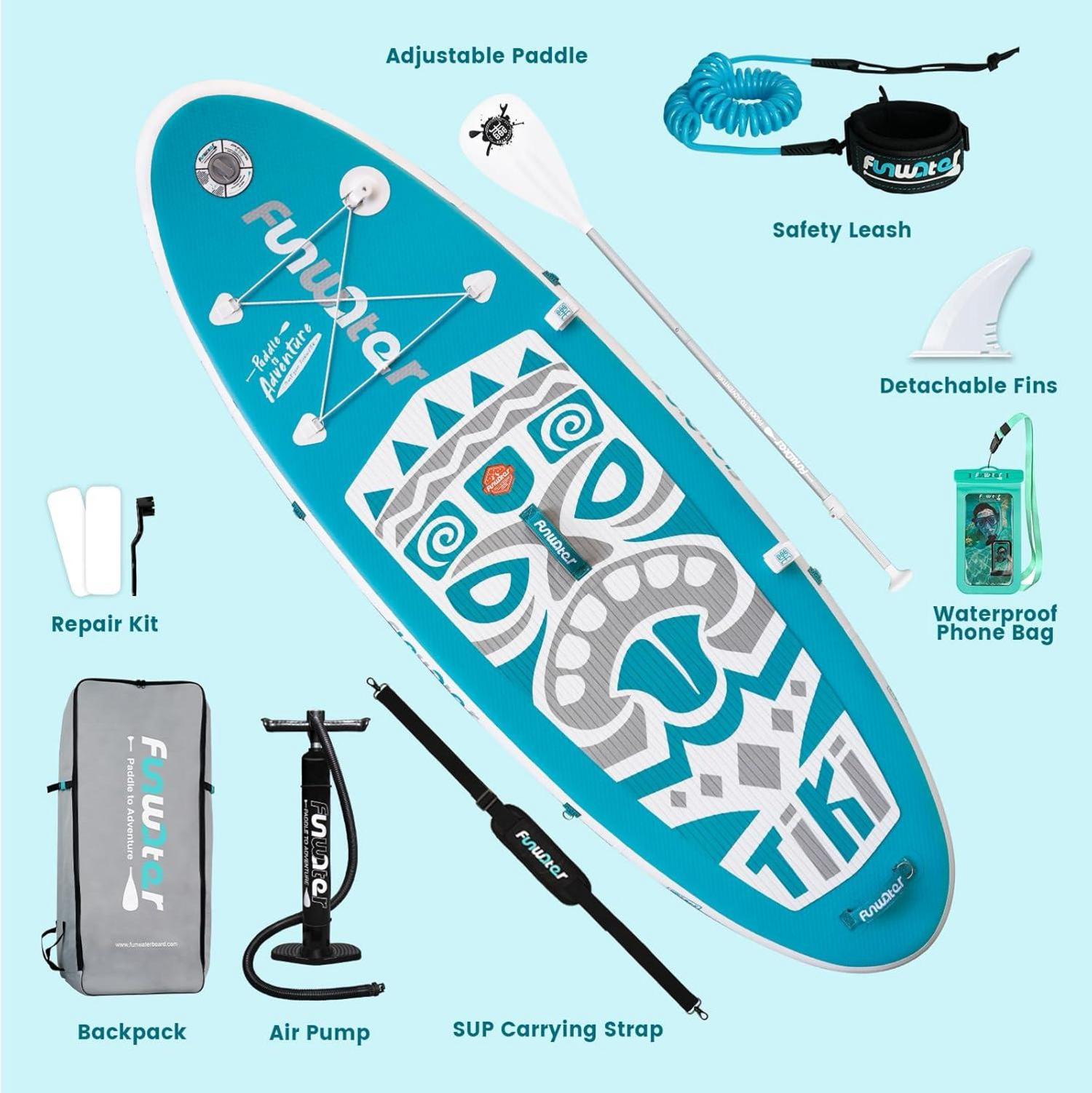 Aufblasbares Stand Up Paddle Board SUP Board FunWater Grey/Green