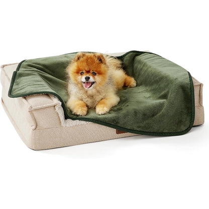 Wasserdichte Hundedecke Sherpa Fleece Olivgrün 80x60cm