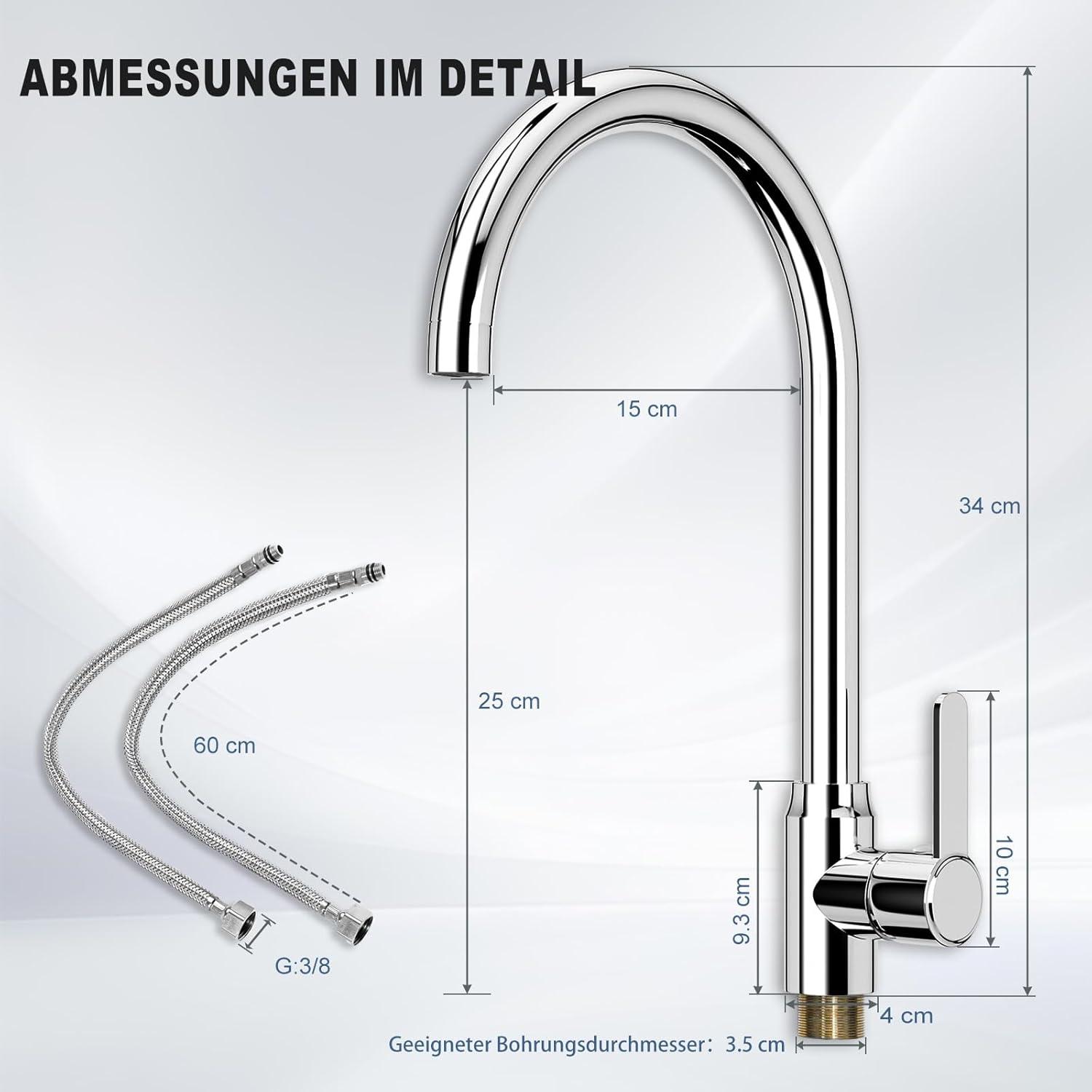 Küchenarmatur Edelstahl mit 360° Drehung - Hygienisch & sicher