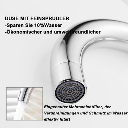 Küchenarmatur Edelstahl 360° Drehung Wasserhahn mit Doppelrohr