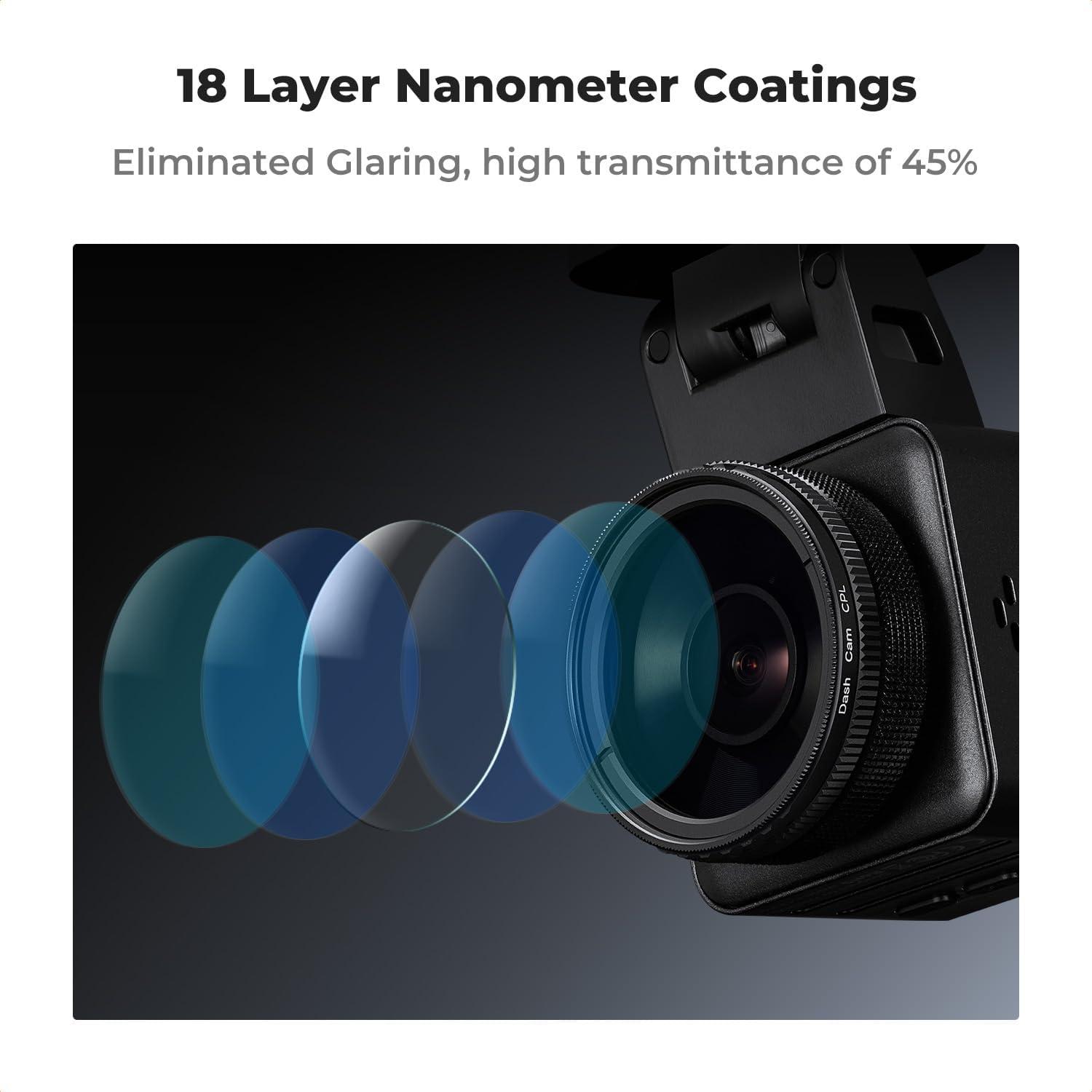 K&F Concept CPL Zirkular-Polarisationsfilter für Dashcam Frontkamera N5 N4 Pro S1 Pro E1 E1 LITE E2 E3