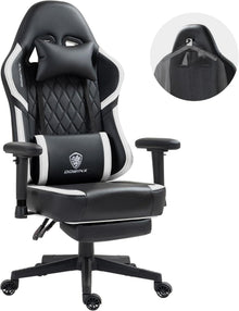 Gaming Stuhl mit Massagefunktion und Fußstütze, Schwarz