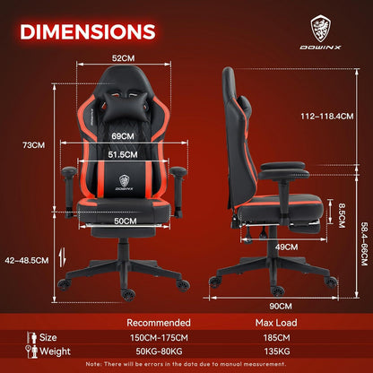 Gaming Stuhl Massage Taschenfederkissen Ergonomisch Schwarz Rot